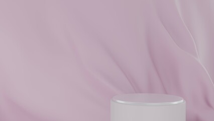 3D Rendering abstract textile pink background with podium 