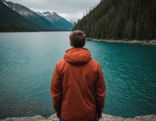 a man is looking at water