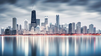 Chicago, Illinois, USA downtown skyline from Lake Michigan 