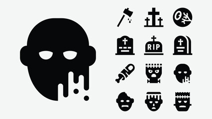 Halloween Zombie Solid Icons