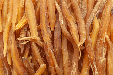 Close-up of Dry Organic Shatavari (Asparagus racemosus) roots, Full-Frame wallpaper. Top View