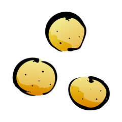 金柑の和風ベクターイラスト（カラー）。