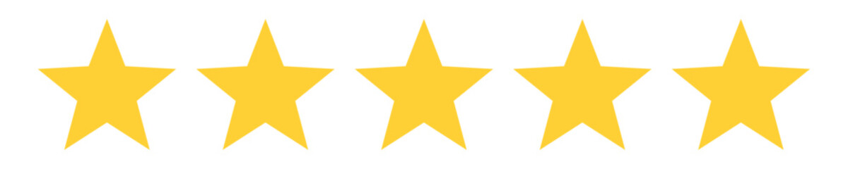 Five stars rating icon isolated on transparent background.  