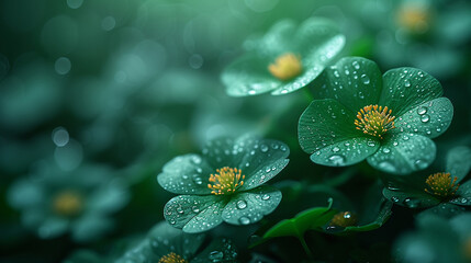 Green clovers of saint patricks day as simple background 