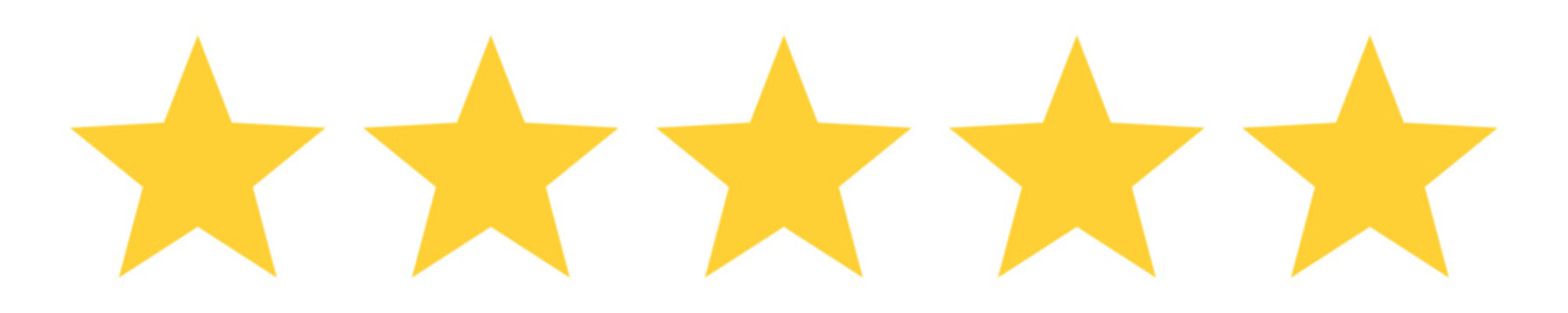 Five stars rating icon isolated on transparent background.  