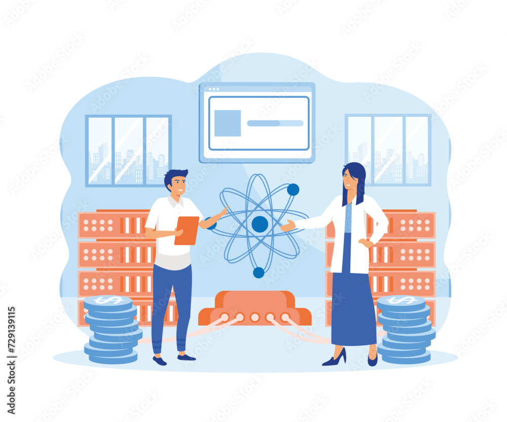 Poster landing page template of data science concept. modern design concept of web page design for website 