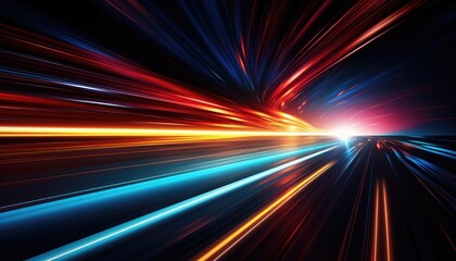 Fototapeta na wymiar Futuristic speed motion with blue and red rays of light abstract background