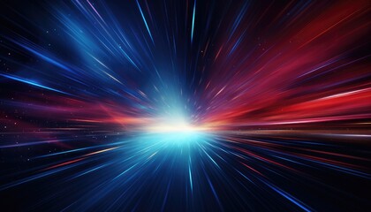 Futuristic speed motion with blue and red rays of light abstract background