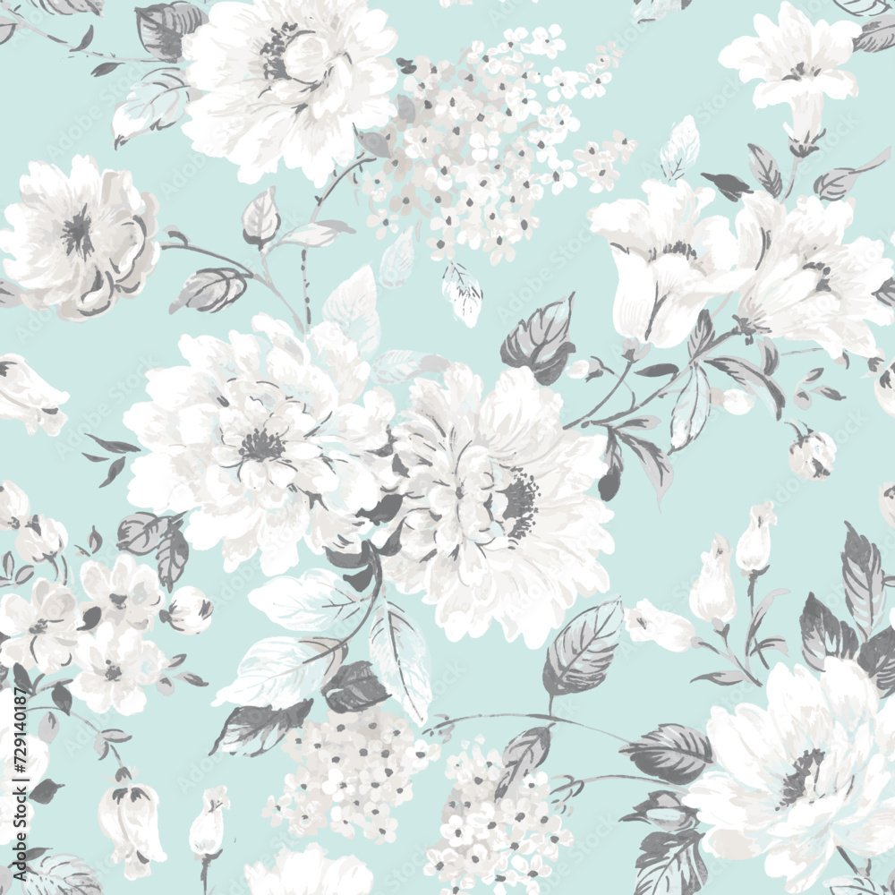 Wall mural Vector illustration of a beautiful floral pattern. Liberty style.
