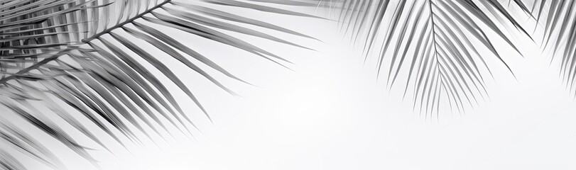 Naklejka premium Light gray coconut leaves and palm leaves on a white background.