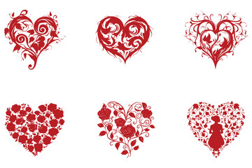 Ornamental artistic valentine heart vector silhouette.
