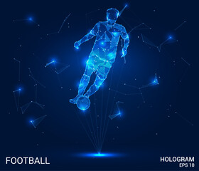 Digital Football Maestro: Immerse yourself in this vector illustration, showcasing a holographic soccer player. A dynamic representation of skill and agility on the digital pitch.
