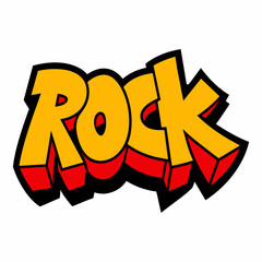 The word ROCK in street art graffiti lettering vector image style on a white background.