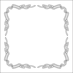 Elegant black and white ornamental frame, decorative border, corners for greeting cards, banners, business cards, invitations, menus. Isolated vector illustration.	