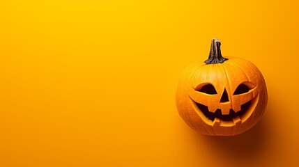 Halloween pumpkin isolated on yellow background