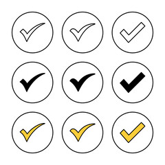 Check mark icon set vector. Tick mark sign and symbol © Lunaraa
