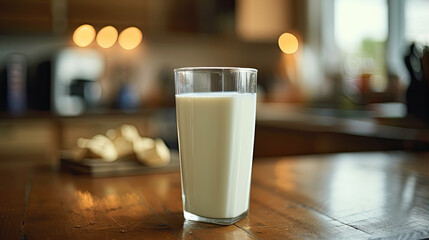 clean glass of milk on the table - Powered by Adobe