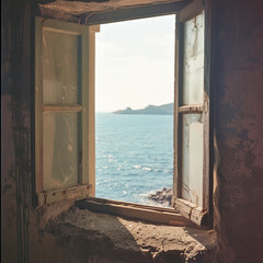 seaside window, generative ai
