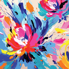 Fototapeta na wymiar Bright contrast multicolored floral pattern