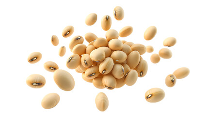 Soybeans levitate isolated on a white background ultra high definition, 