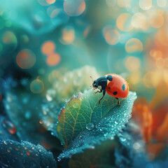 ladybug on a leaf, generative ai
