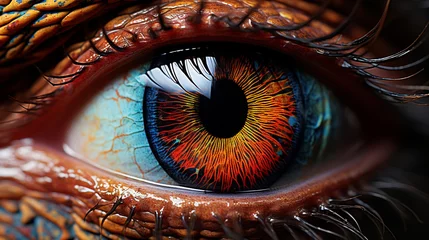 Fotobehang Chameleon Eye The incredible details of a chameleon's eye © avivmuzi