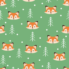 Obraz premium seamless cute fox pattern