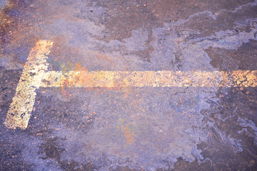 Petrol Oil Pollution Rainbow Gasoline Leak on Pavement