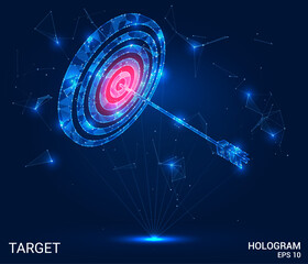 Holographic Target Precision: Aim for success with this vector, featuring a holographic target and arrow. A visual representation of focus and determination.