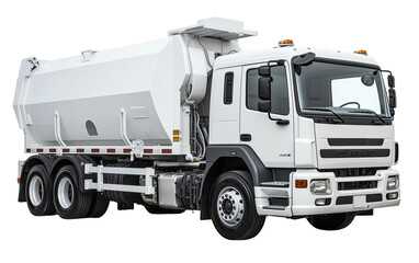 White Recycling Compactor Truck on a White or Clear Surface PNG Transparent Background