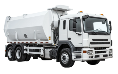 White Recycling Compactor Truck on a White or Clear Surface PNG Transparent Background