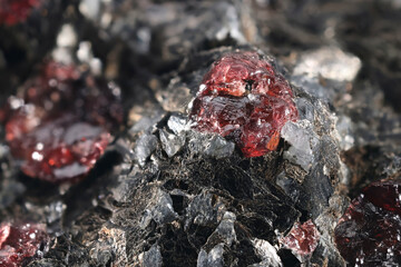 Garnets of the type almandine in biotite mica schist