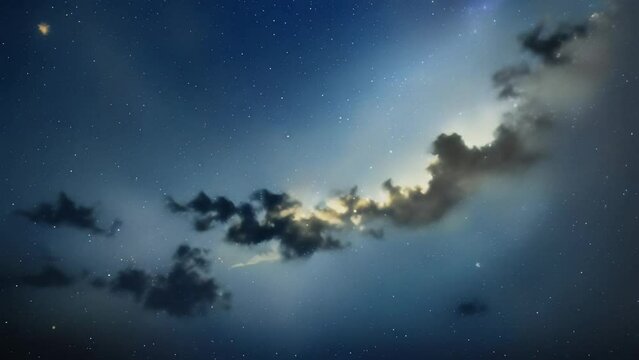 Night sky with clouds and stars. Abstract background