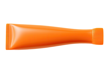 Orange Sunscreen Tube on a White or Clear Surface PNG Transparent Background