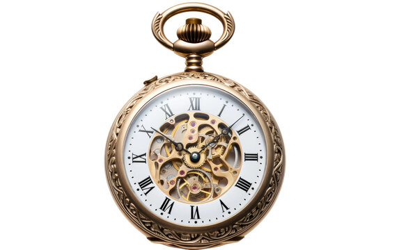 antique pocket watch on a White or Clear Surface PNG Transparent Background