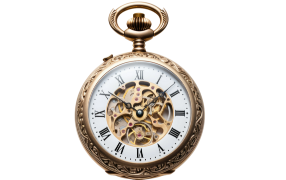 antique pocket watch on a White or Clear Surface PNG Transparent Background