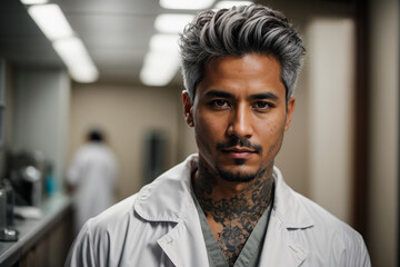 Latin doctor in his clinic