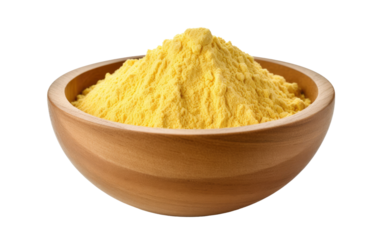 Asafetida Powder in wooden bowl on a White or Clear Surface PNG Transparent Background