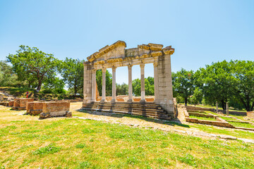 Ruins in ancient Apollonia, Albania. Traveling in Albania.