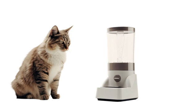 Automatic Cat Feeder on a White or Clear Surface PNG Transparent Background