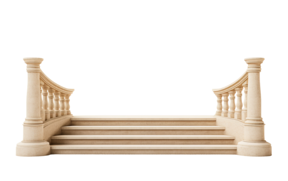 Beige stairs on a White or Clear Surface PNG Transparent Background