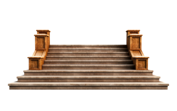 Brown stairs on a White or Clear Surface PNG Transparent Background