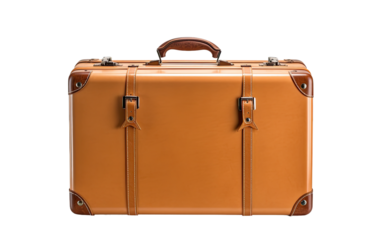 classic leather suitcase on a White or Clear Surface PNG Transparent Background