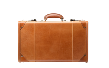 classic leather suitcase on a White or Clear Surface PNG Transparent Background