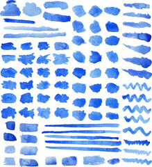 Set of watercolor stain. Spots on a white background. Watercolor texture with brush strokes. Gradients with overlay.	
