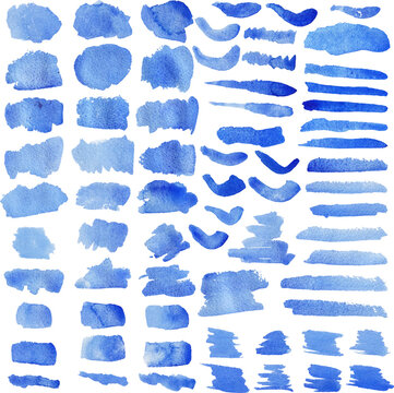 Set of watercolor stain. Spots on a white background. Watercolor texture with brush strokes. Gradients with overlay.	
