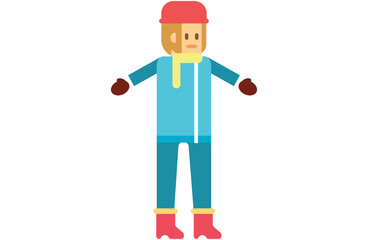 winter girl icons,Winter holiday,Happy characters,Child are engaged in winter activities on the street on a white background., playing snow,Vector illustration,play with snow