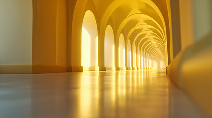 Majestic ancient corridor with arches, showcasing historical architecture and the timeless beauty of traditional design in a serene and elegant setting