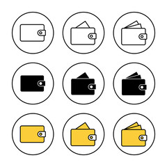 Wallet icon set vector. wallet sign and symbol