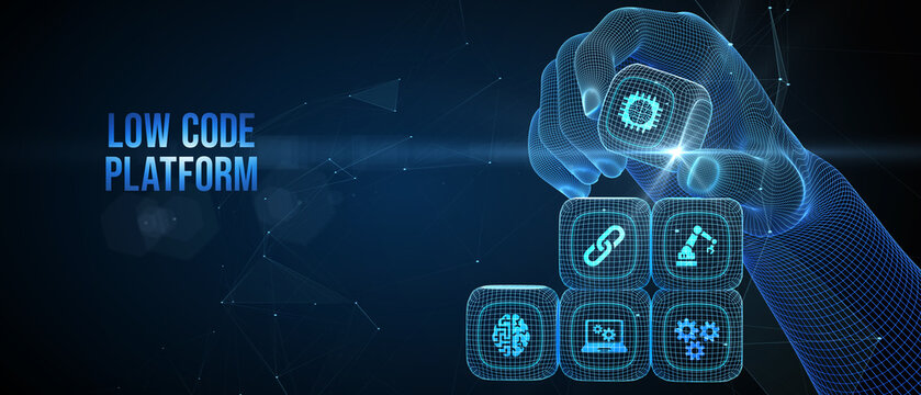 Low Code software development platform technology concept. 3d illustration